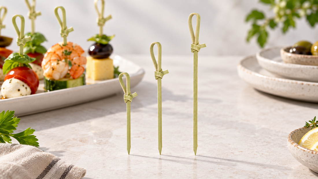 Uncommon Pick bamboo knot picks shown in three lengths
