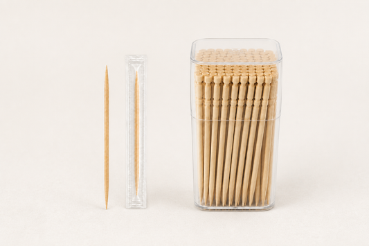 Uncommon clear-wrapped toothpicks and carved wood picks for foodservice