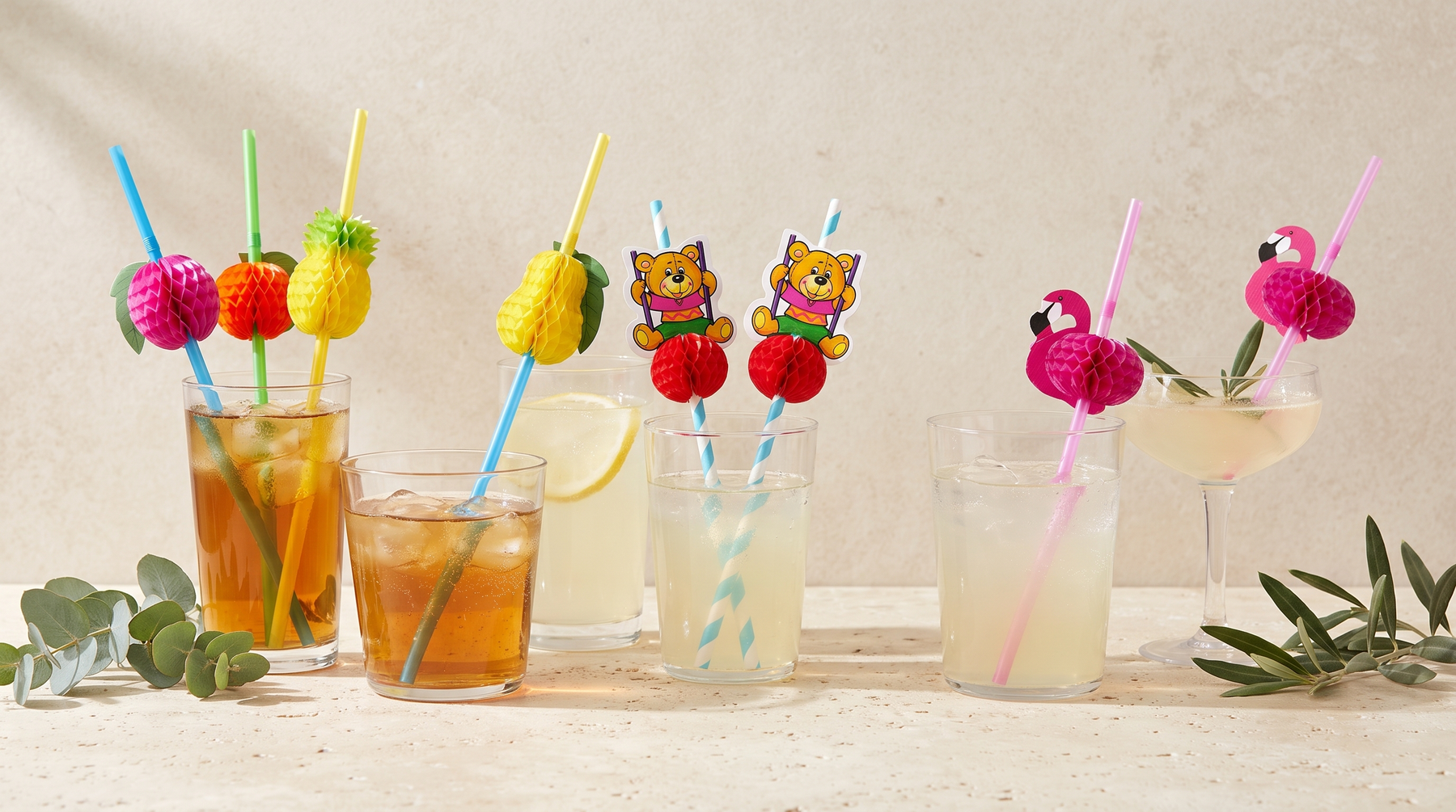 Decorative drinking straws collection banner