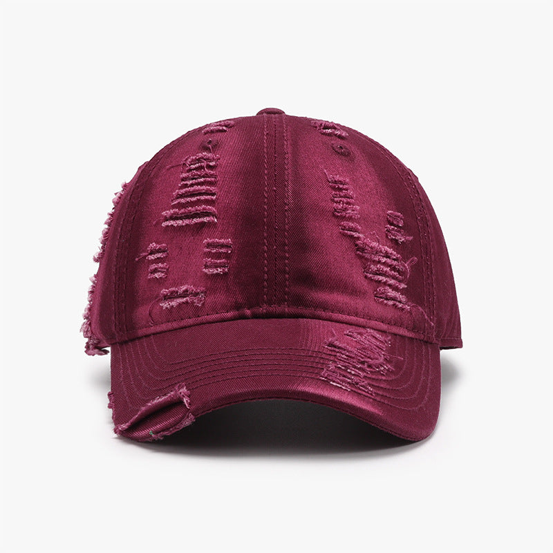 Women's Distressed Adjustable Cotton Baseball Cap