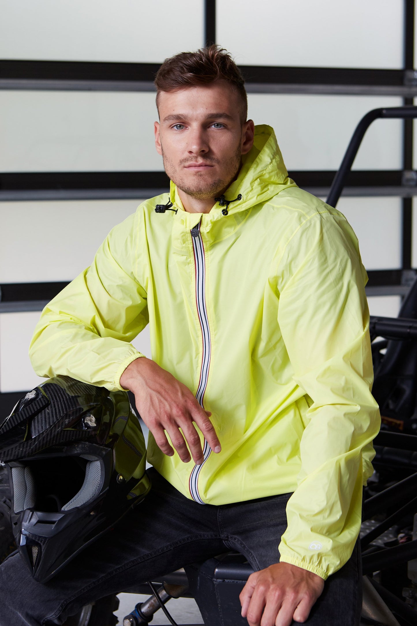 Citrus full zip packable rain jacket and windbreaker