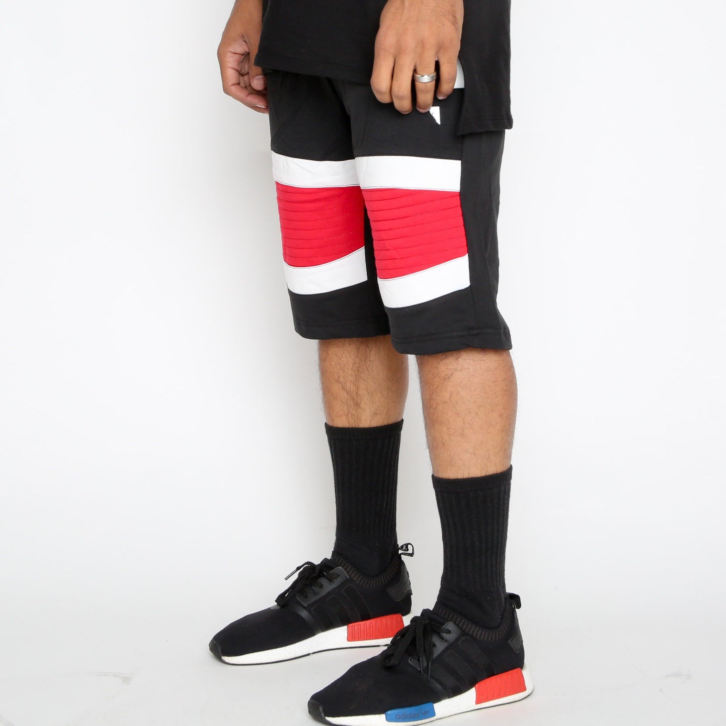 Red Stripe Moto Shorts