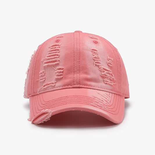 Women's Distressed Adjustable Cotton Baseball Cap