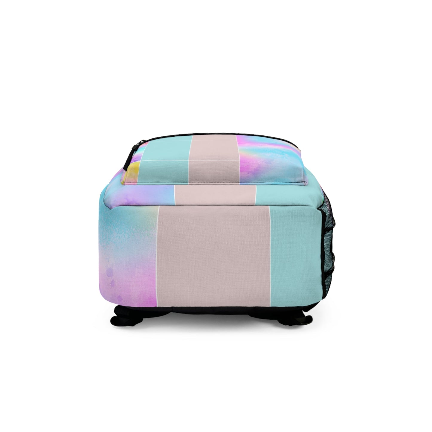 Backpack - Large Water-resistant Bag, Pastel Colorblock Watercolor