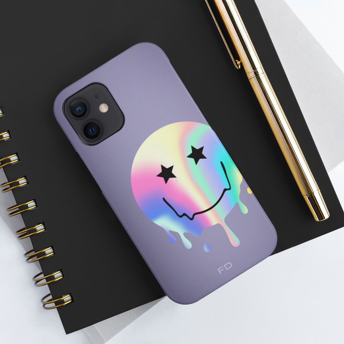 Happy Face with Stars Tough Case for iPhone with Wireless Charging