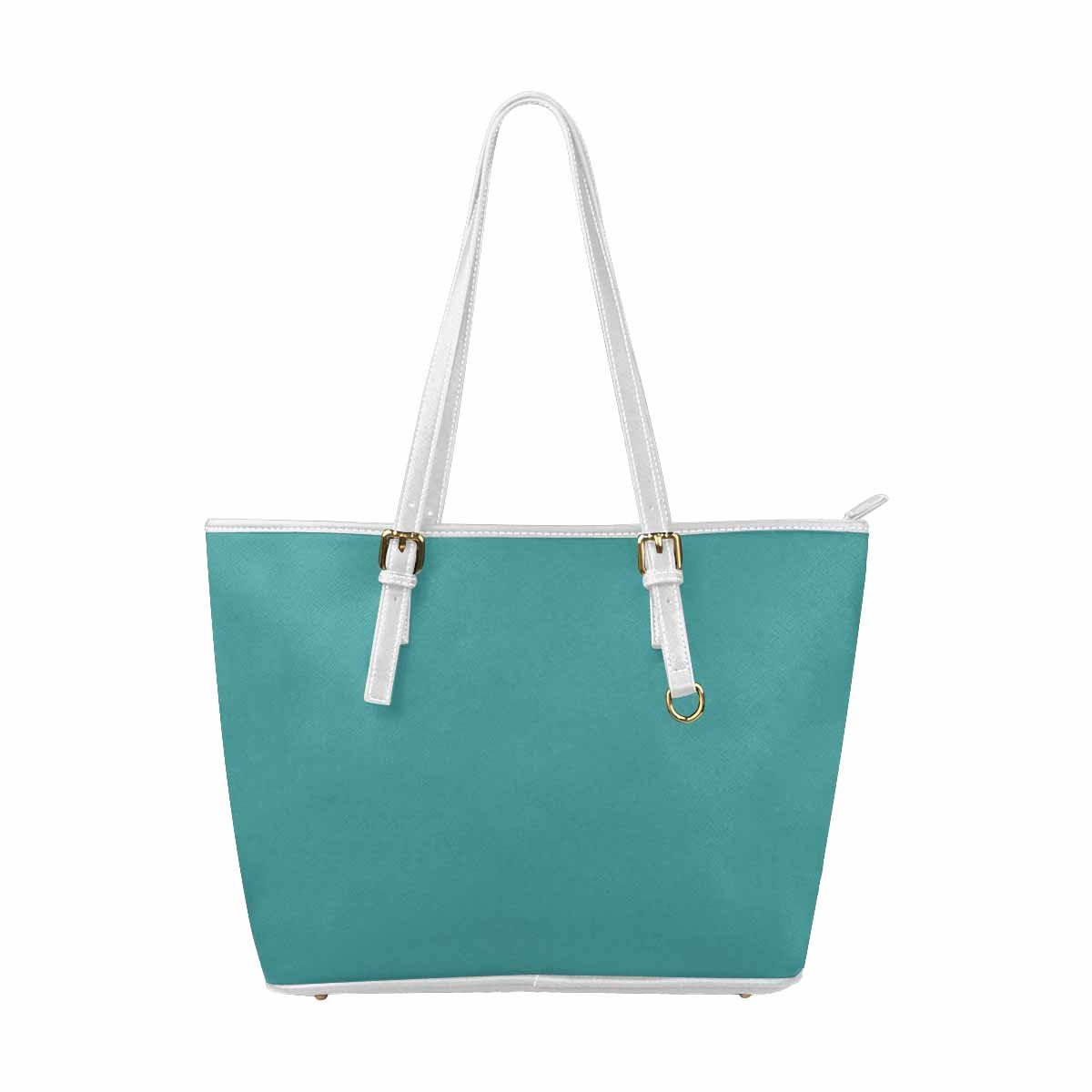 Large Leather Tote Shoulder Bag - Mint Blue