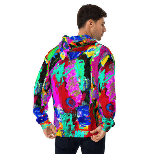 Mens Graphic Hoodie Red Multicolor Abstract Print