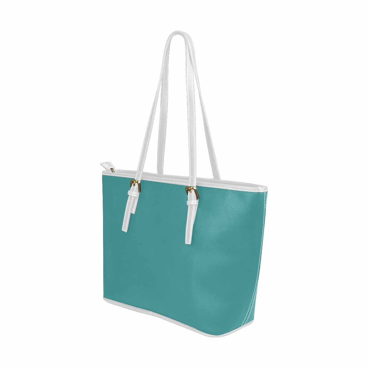 Large Leather Tote Shoulder Bag - Mint Blue