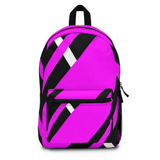 Backpack - Large Water-resistant Bag, Black And Pink Geometric Pattern