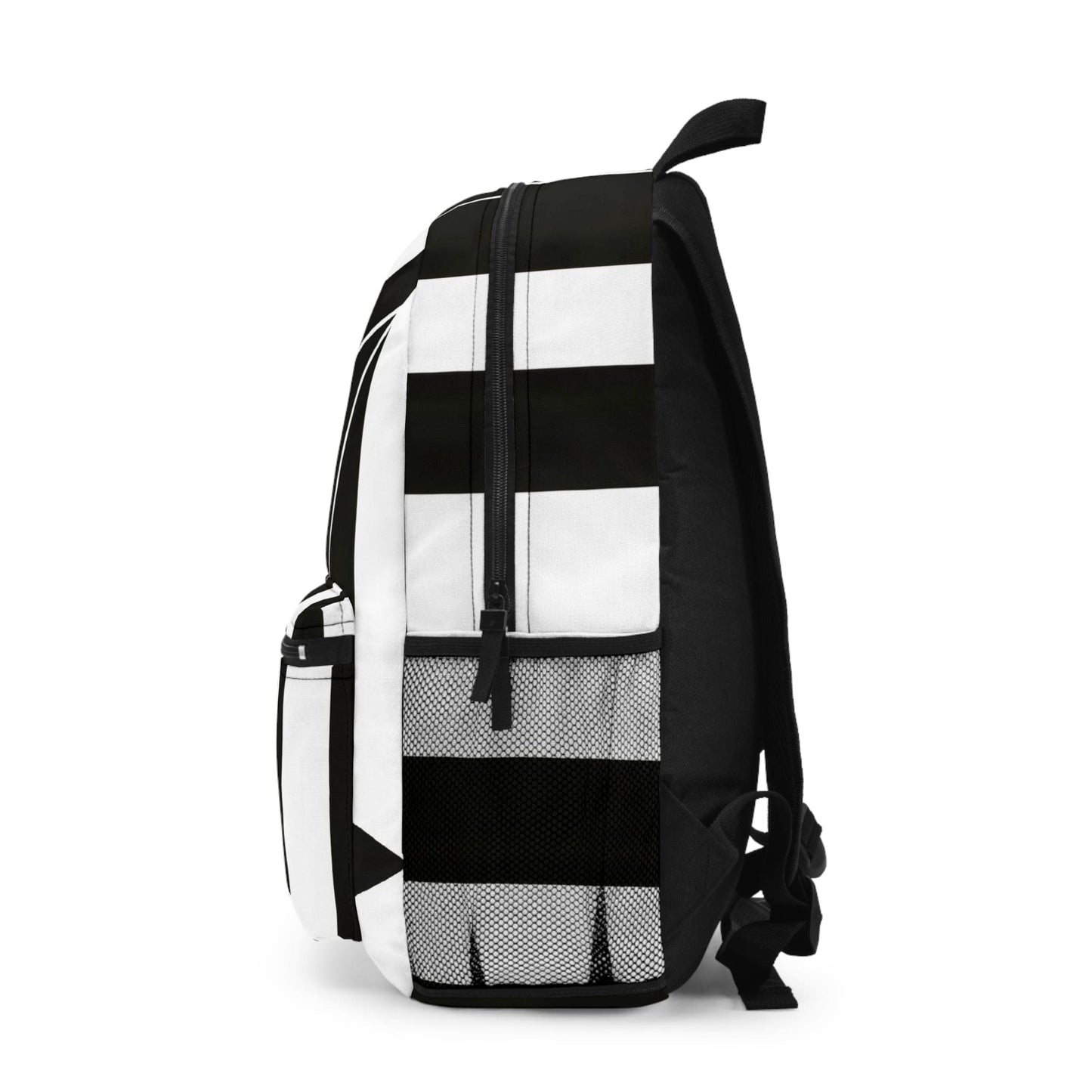 Backpack - Large Water-resistant Bag, Black And White Geometric