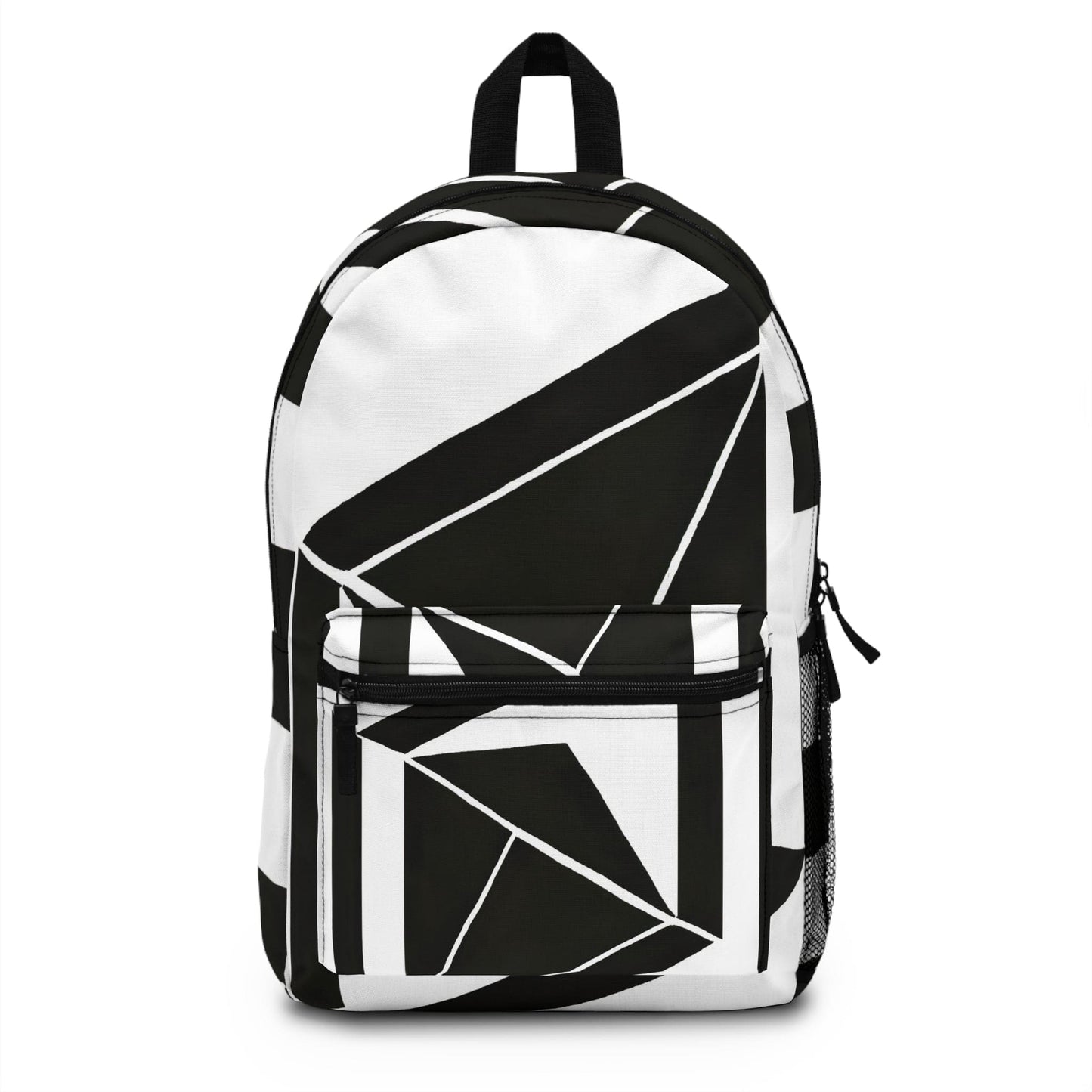 Backpack - Large Water-resistant Bag, Black And White Geometric