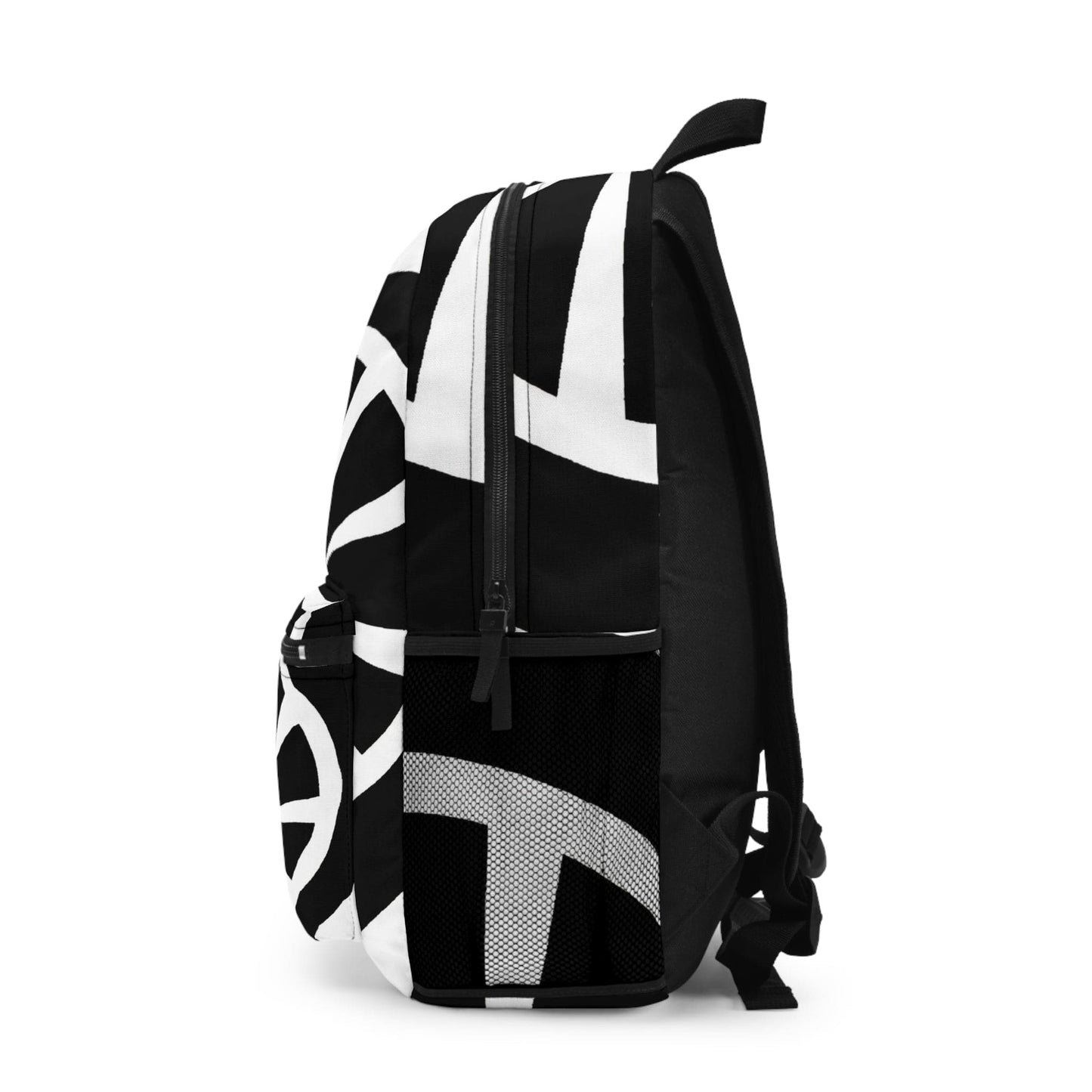 Backpack - Large Water-resistant Bag, Black And White Geometric