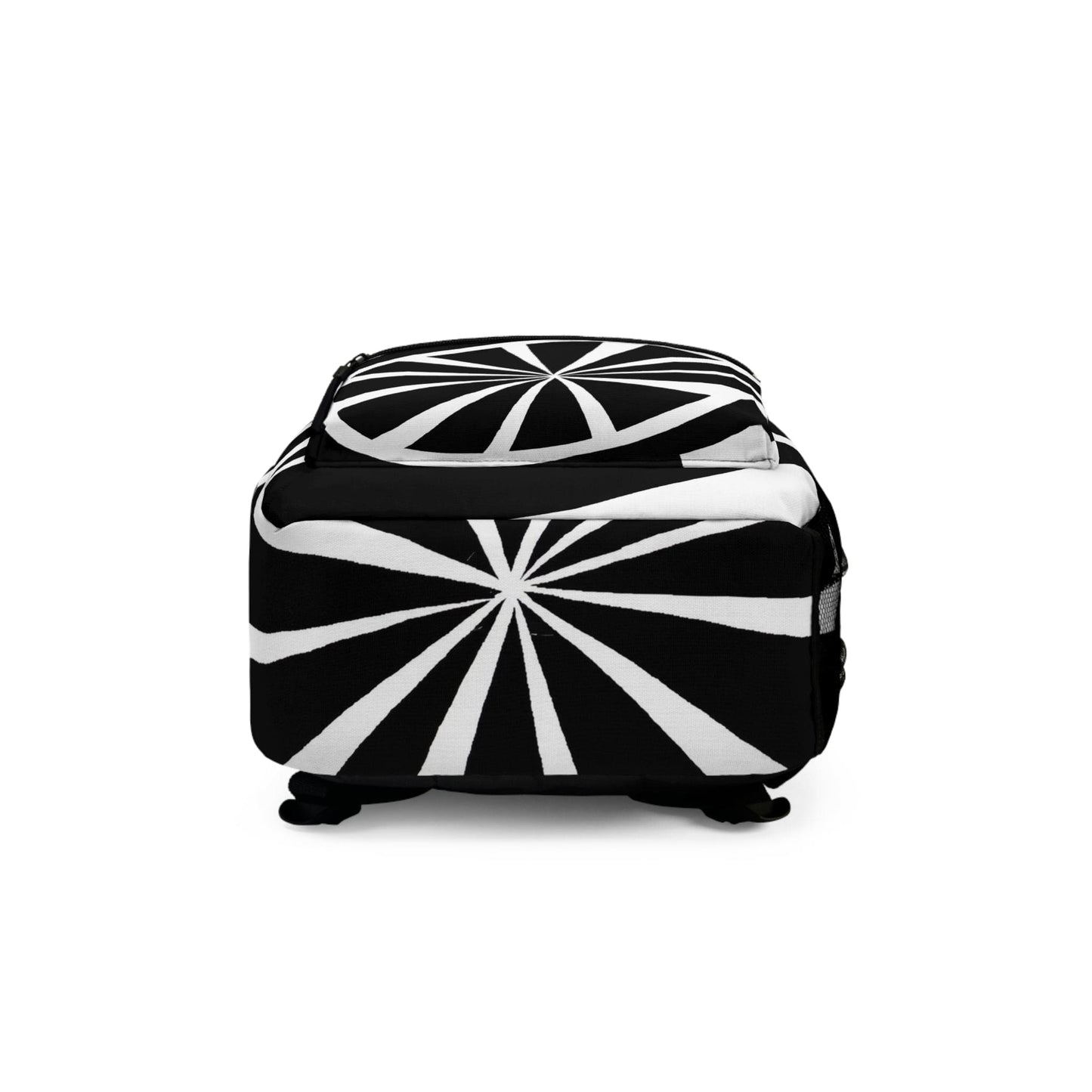 Backpack - Large Water-resistant Bag, Black And White Geometric