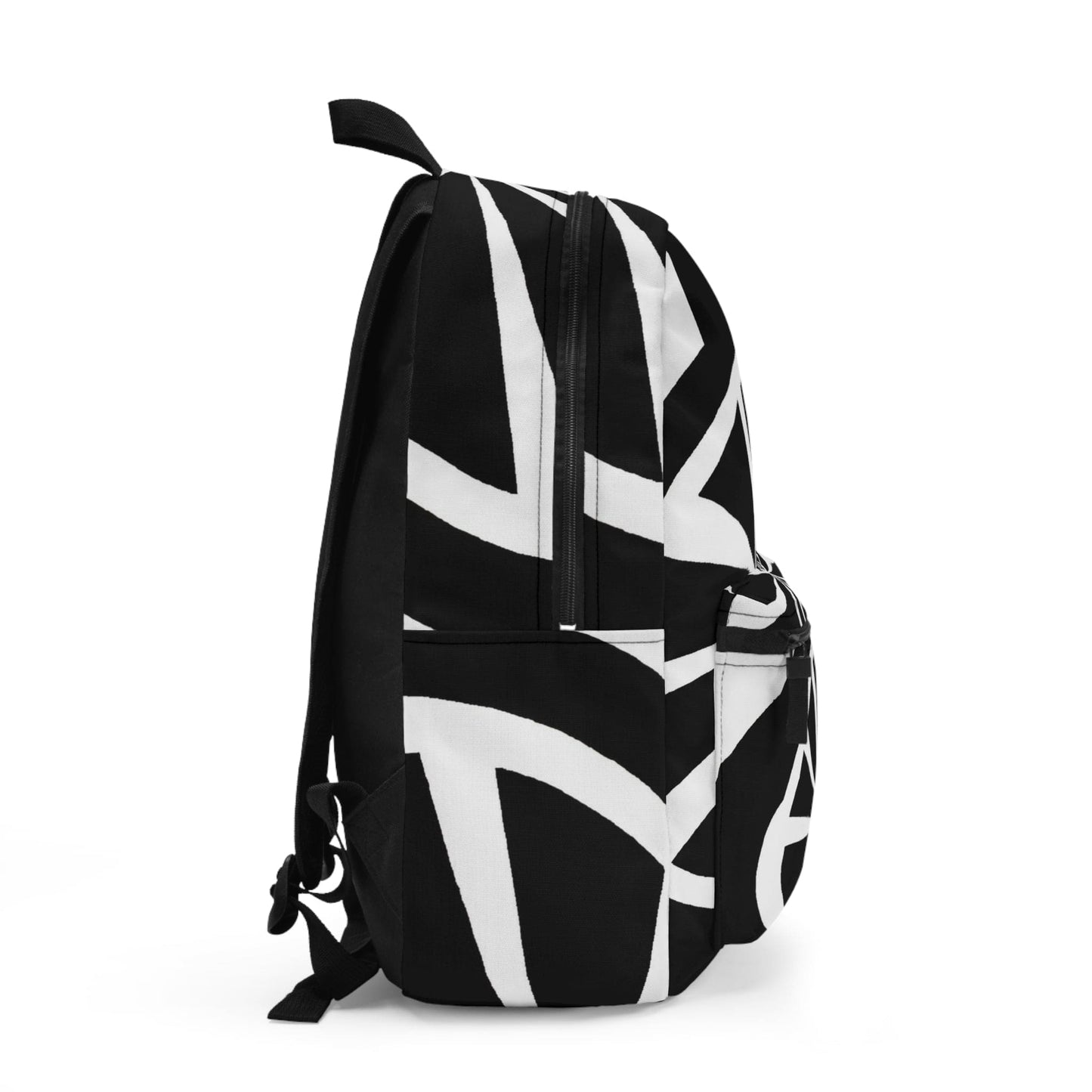 Backpack - Large Water-resistant Bag, Black And White Geometric