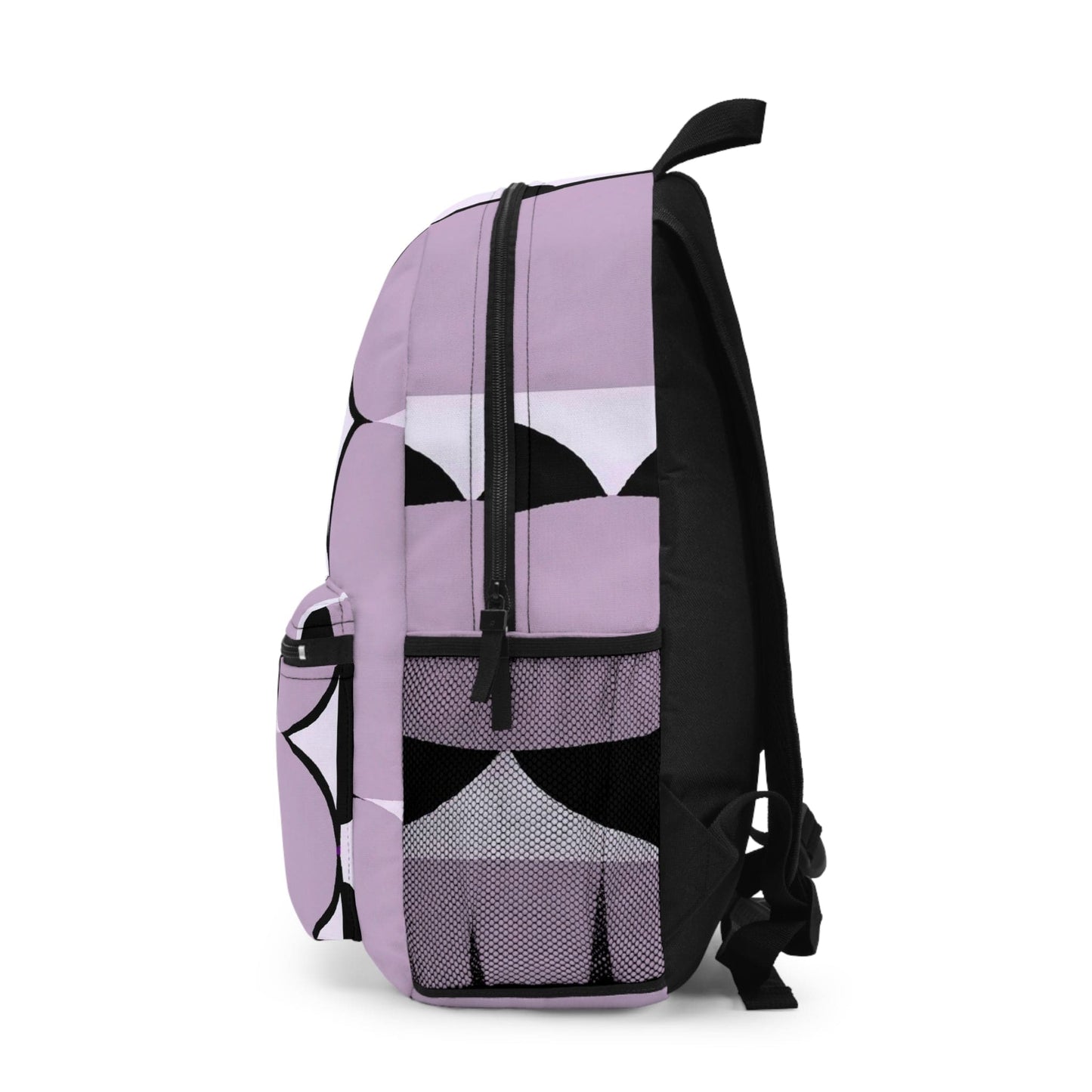 Backpack - Large Water-resistant Bag, Geometric Lavender And Black