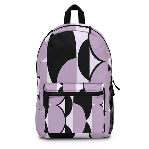 Backpack - Large Water-resistant Bag, Geometric Lavender And Black