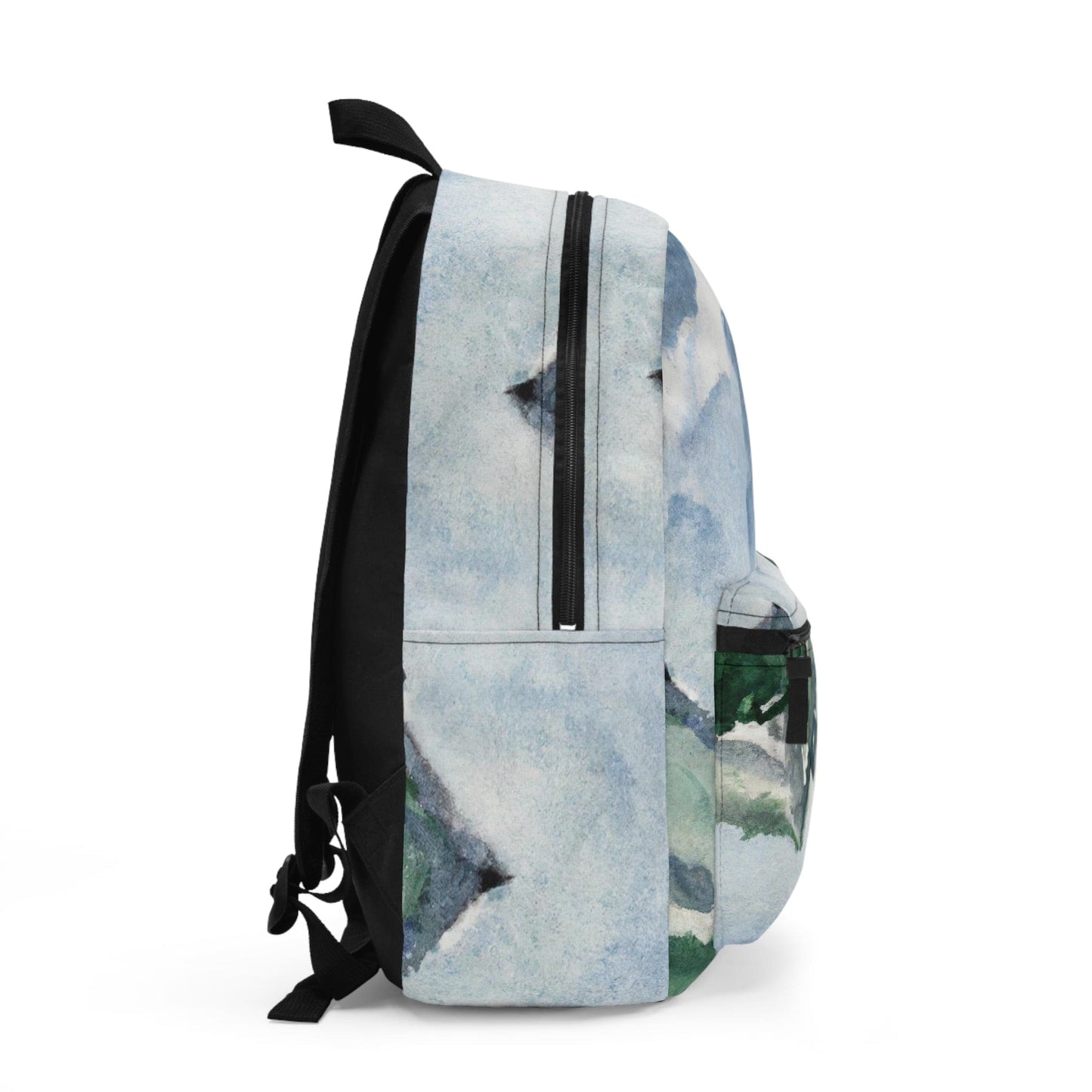 Backpack - Large Water-resistant Bag, Green Mountainside Nature