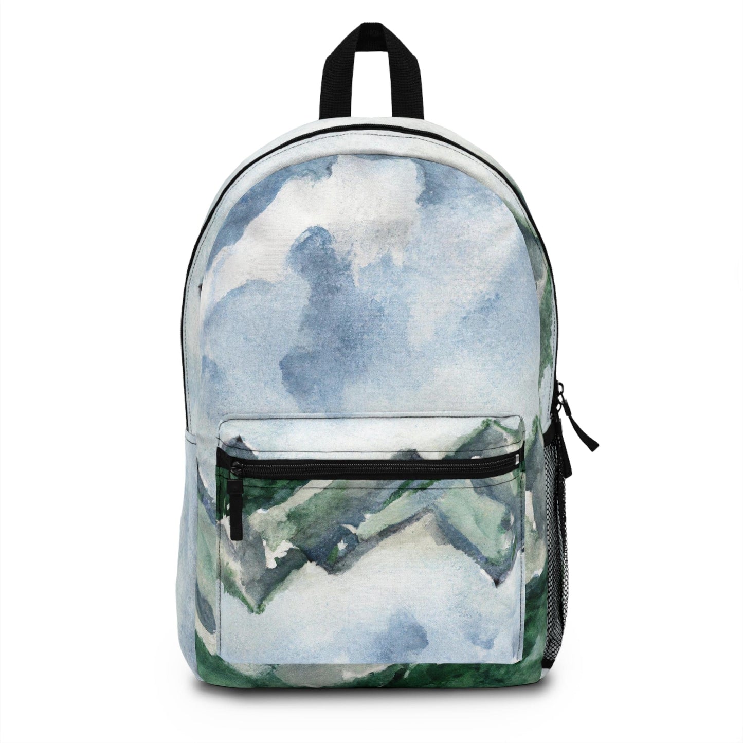 Backpack - Large Water-resistant Bag, Green Mountainside Nature