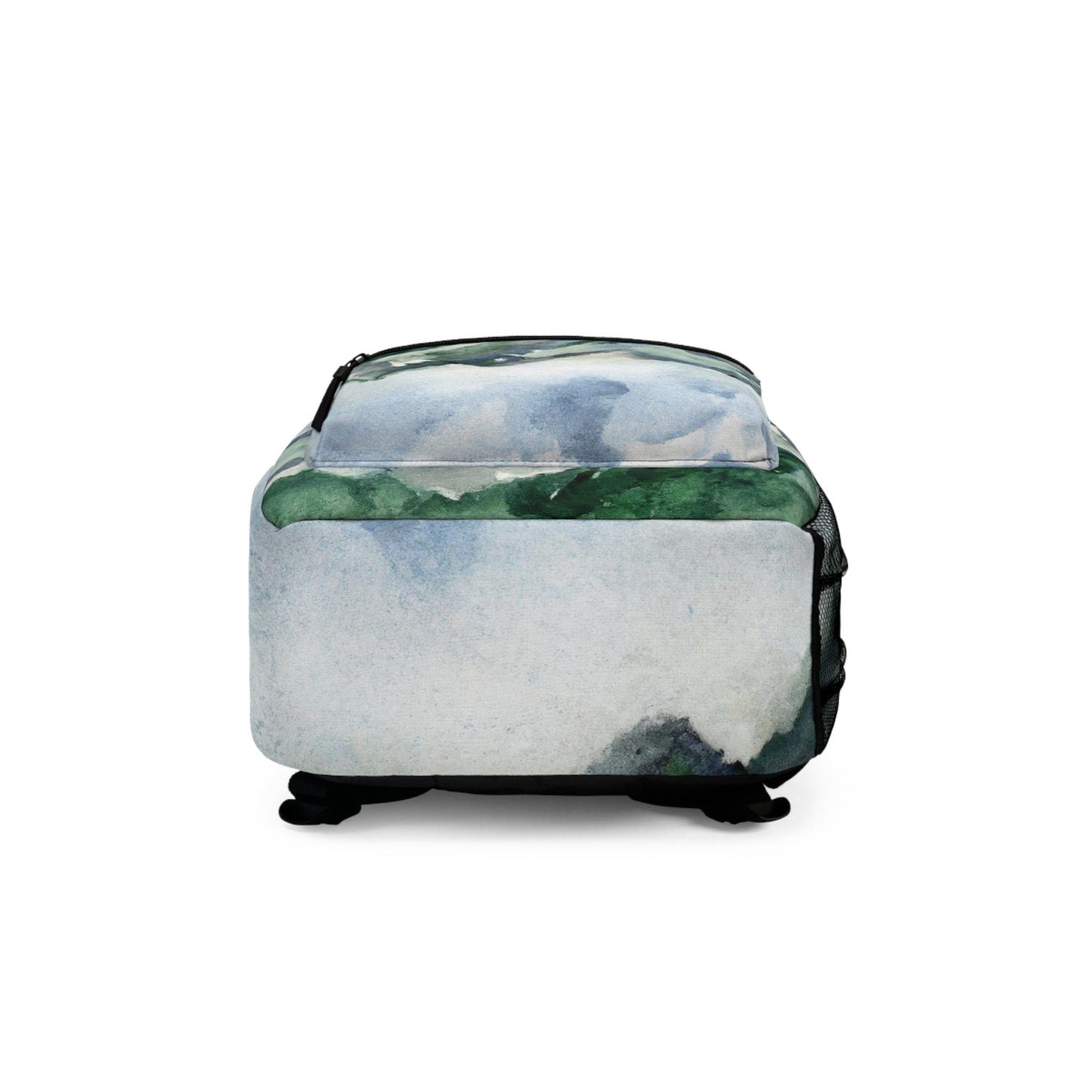 Backpack - Large Water-resistant Bag, Green Mountainside Nature