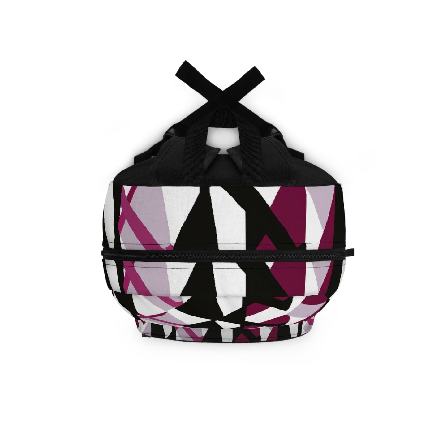 Backpack - Large Water-resistant Bag, Mauve Pink And Black Geometric