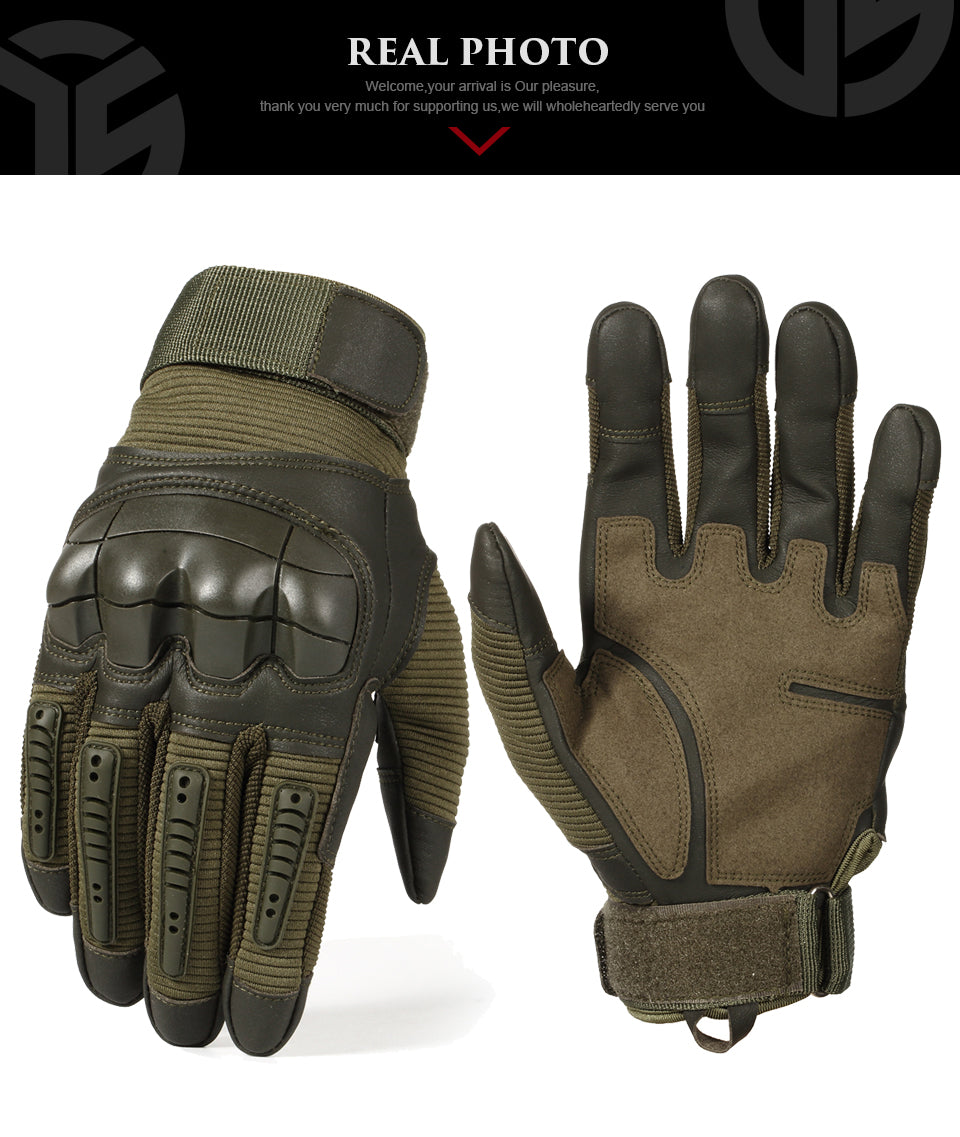 Touch Screen Tactical Rubber Hard Knuckle Full Finger Gloves