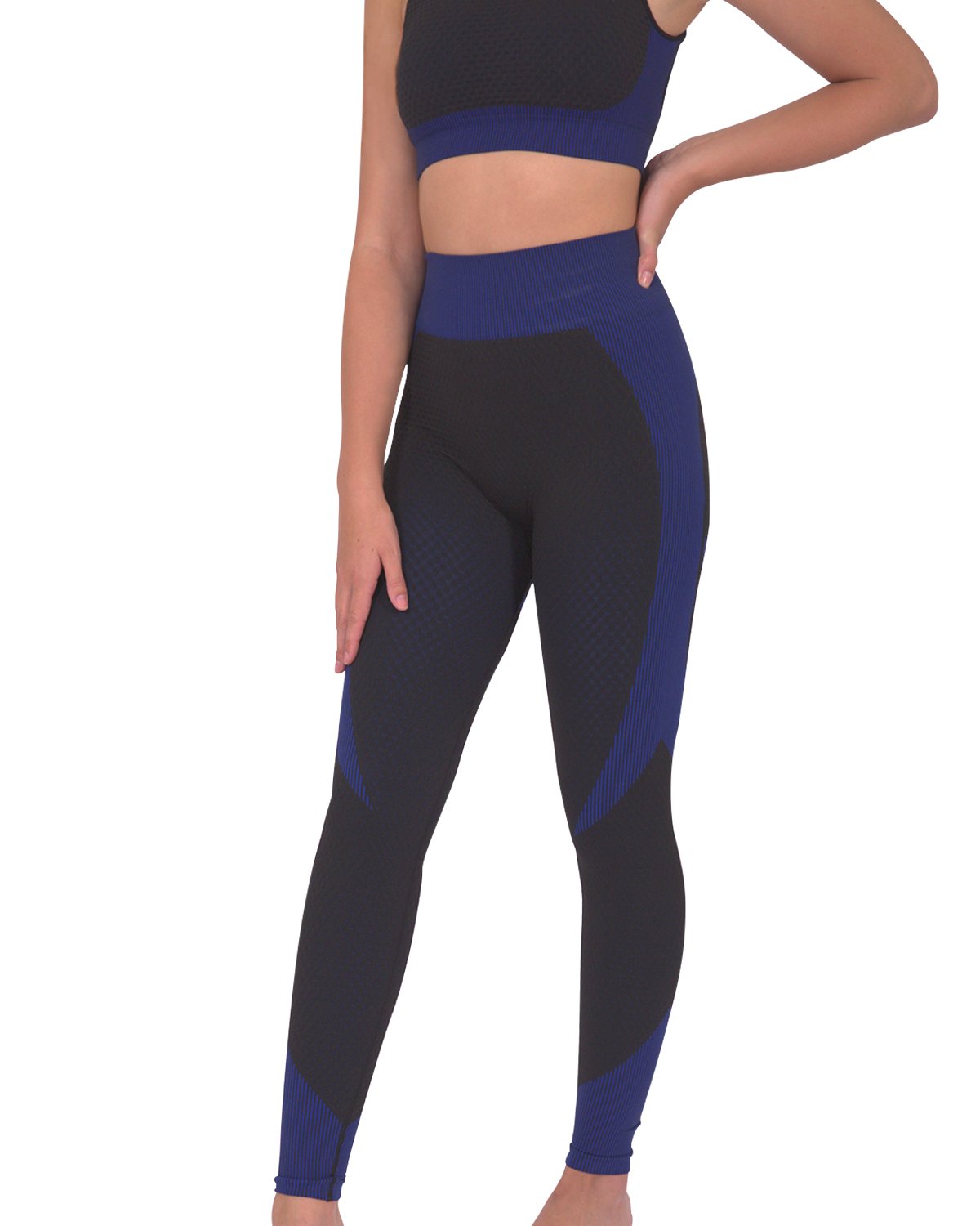 Trois Seamless Leggings - Black with Navy