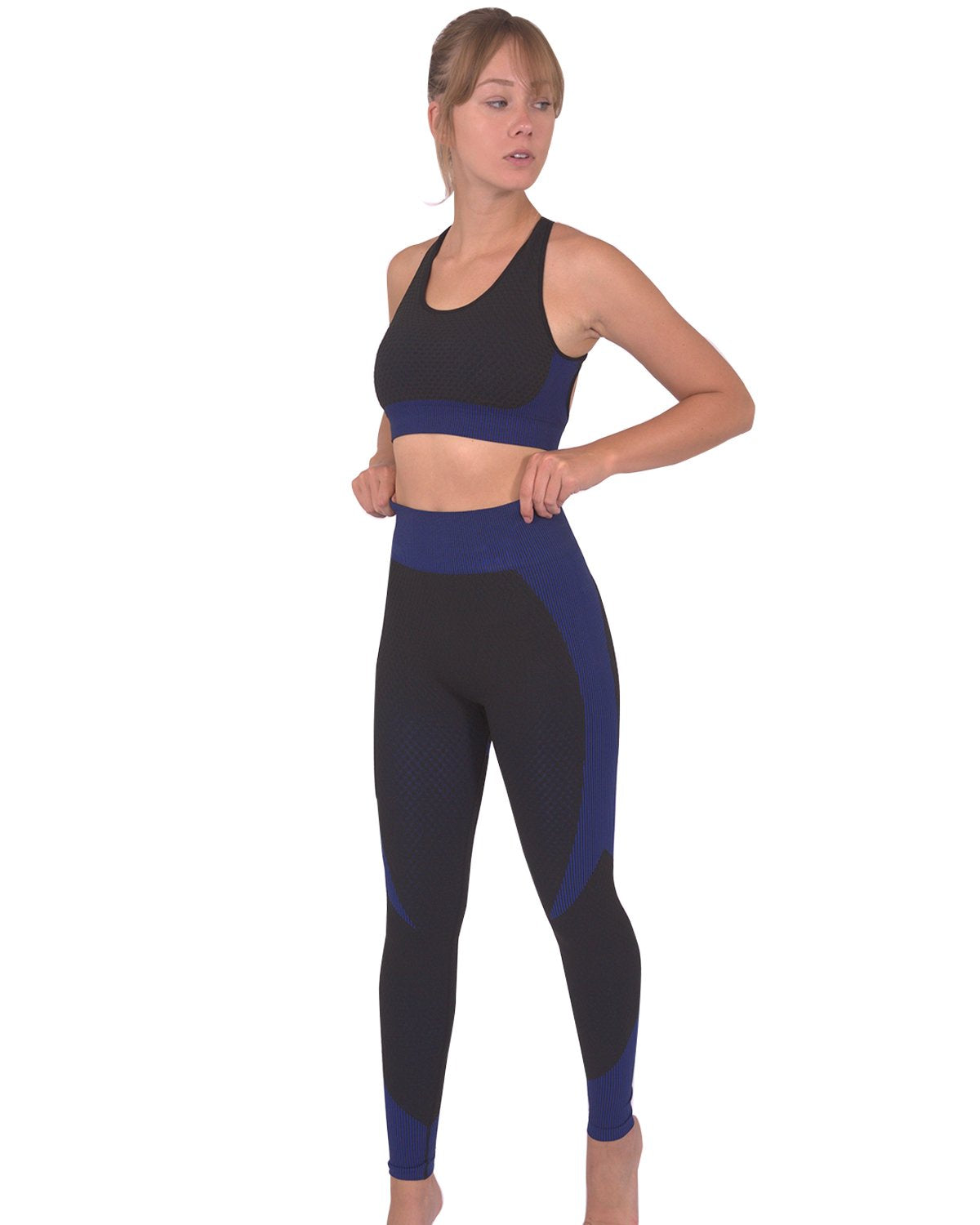 Trois Seamless Leggings - Black with Navy