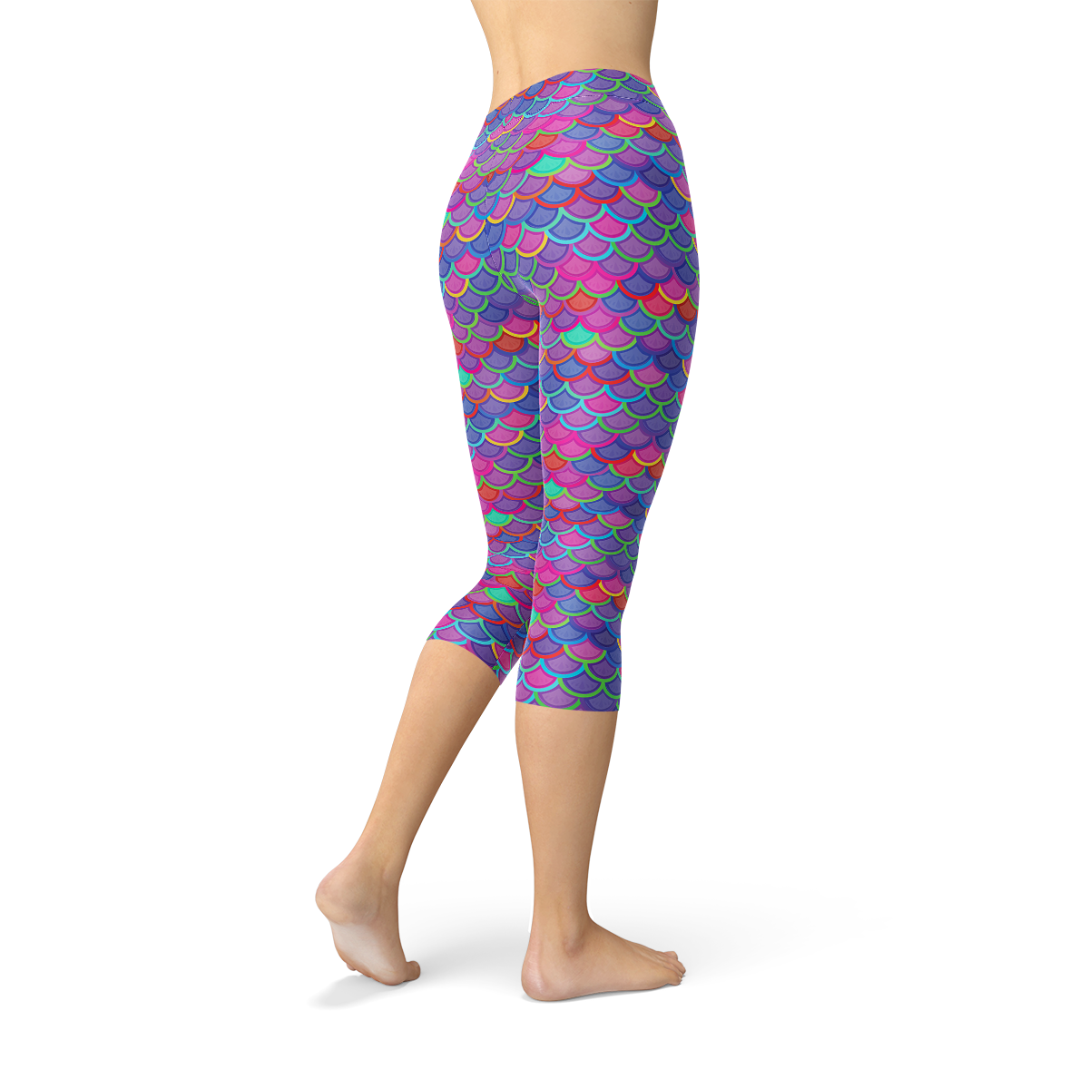 Women's Purple Pink Mermaid Capri Leggings