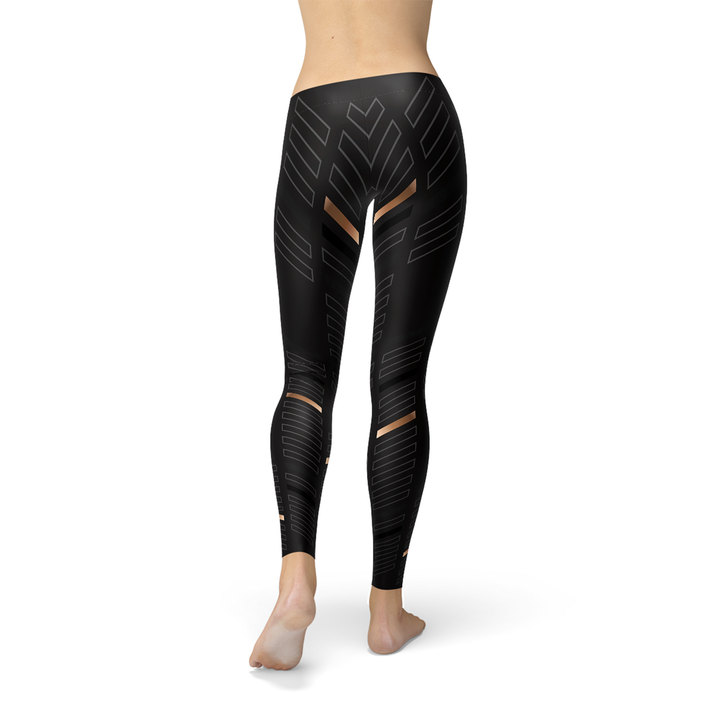 Women's Sports Stripes Black Leggings