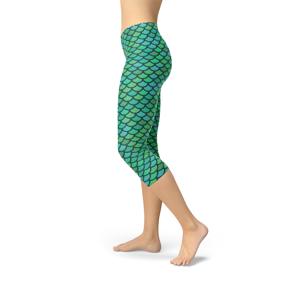 Women's Green Mermaid Capri Leggings