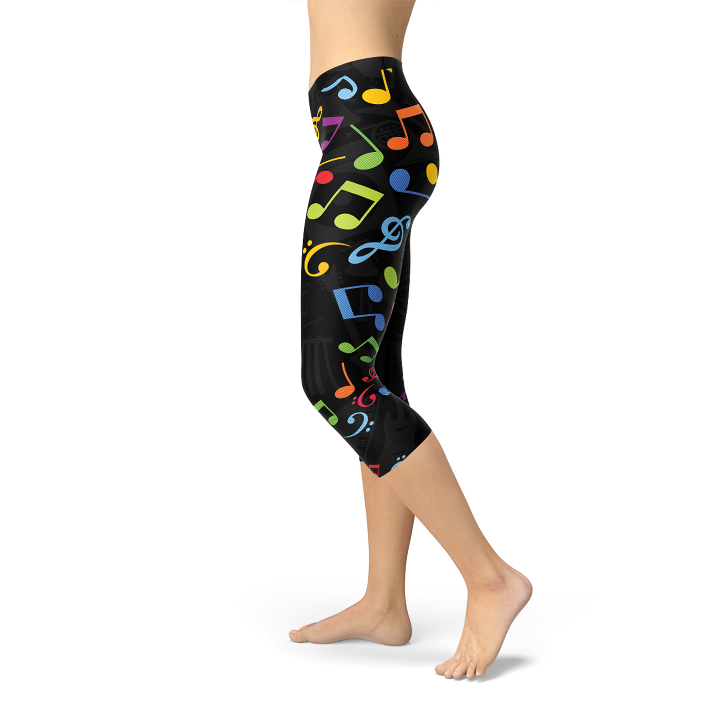 Women's Colorful Music Notes Capri Leggings