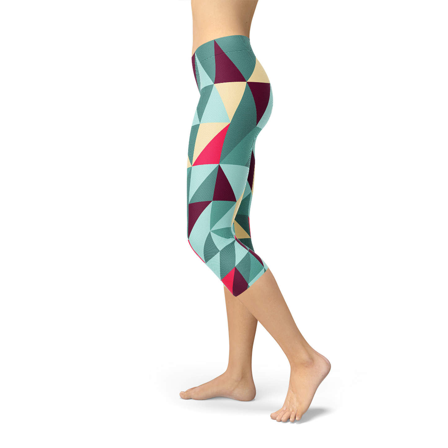 Women's Capri Leggings w/ Geometric Triangles