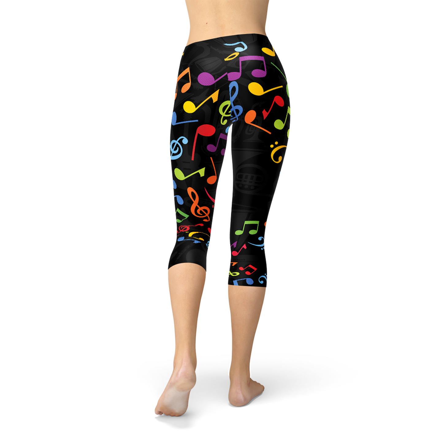 Women's Colorful Music Notes Capri Leggings