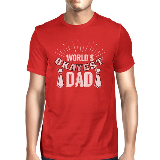 Worlds Okayest Dad Mens Red Vintage Design Graphic