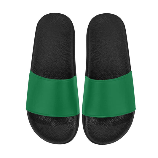 Womens Slides, Flip Flop Sandals, Dark Green