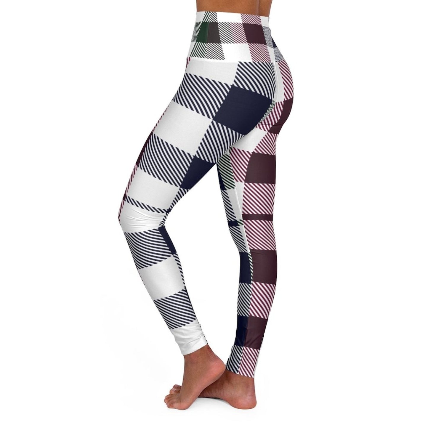 Women's High-waist Fitness Legging Yoga Pants, Multicolor Plaid