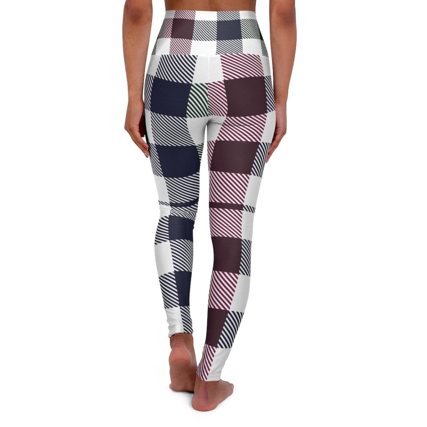 Women's High-waist Fitness Legging Yoga Pants, Multicolor Plaid