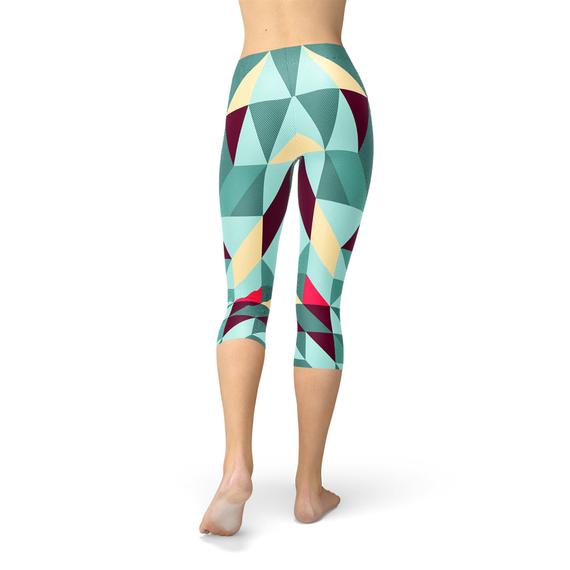 Women's Capri Leggings w/ Geometric Triangles