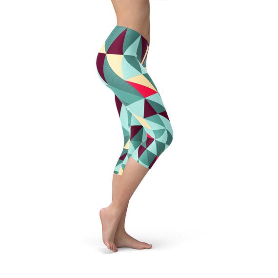 Women's Capri Leggings w/ Geometric Triangles