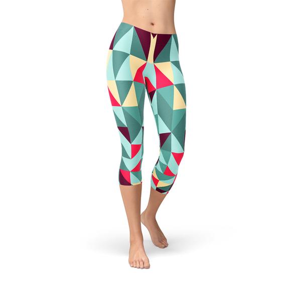 Women's Capri Leggings w/ Geometric Triangles