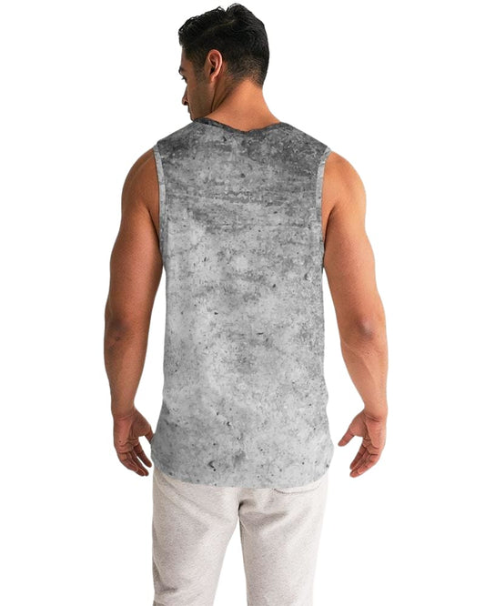 Mens Graphic Tank Top, Black & Gray Grunge Print