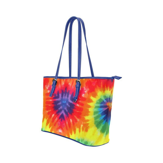 Large Leather Tote Shoulder Bag - Rainbow Multicolor Handbag