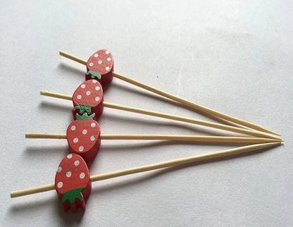 Strawberry Wood Picks, 100 Count