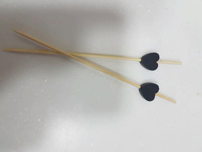 Black Heart Wood Picks, 100 Count