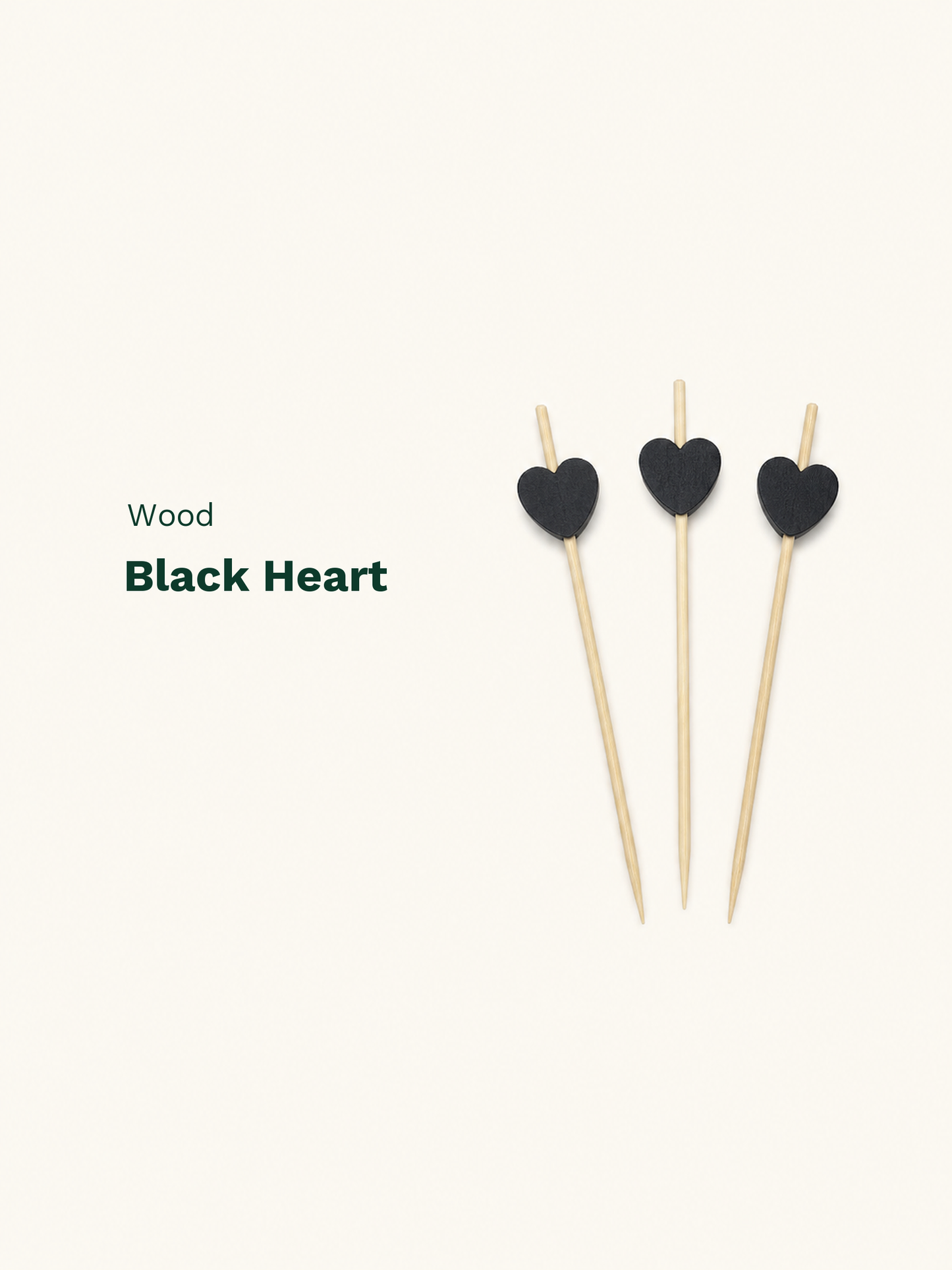 Black Heart Wood Picks, 100 Count — Material and pattern information (6 of 8)
