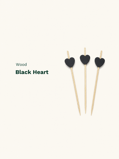 Black Heart Wood Picks, 100 Count — Material and pattern information (6 of 8)