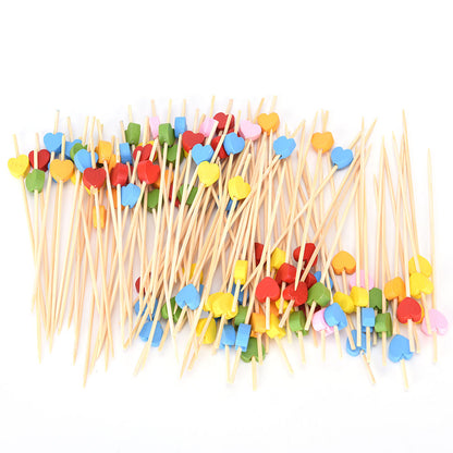 Assorted Heart Bamboo Picks, 100 Count