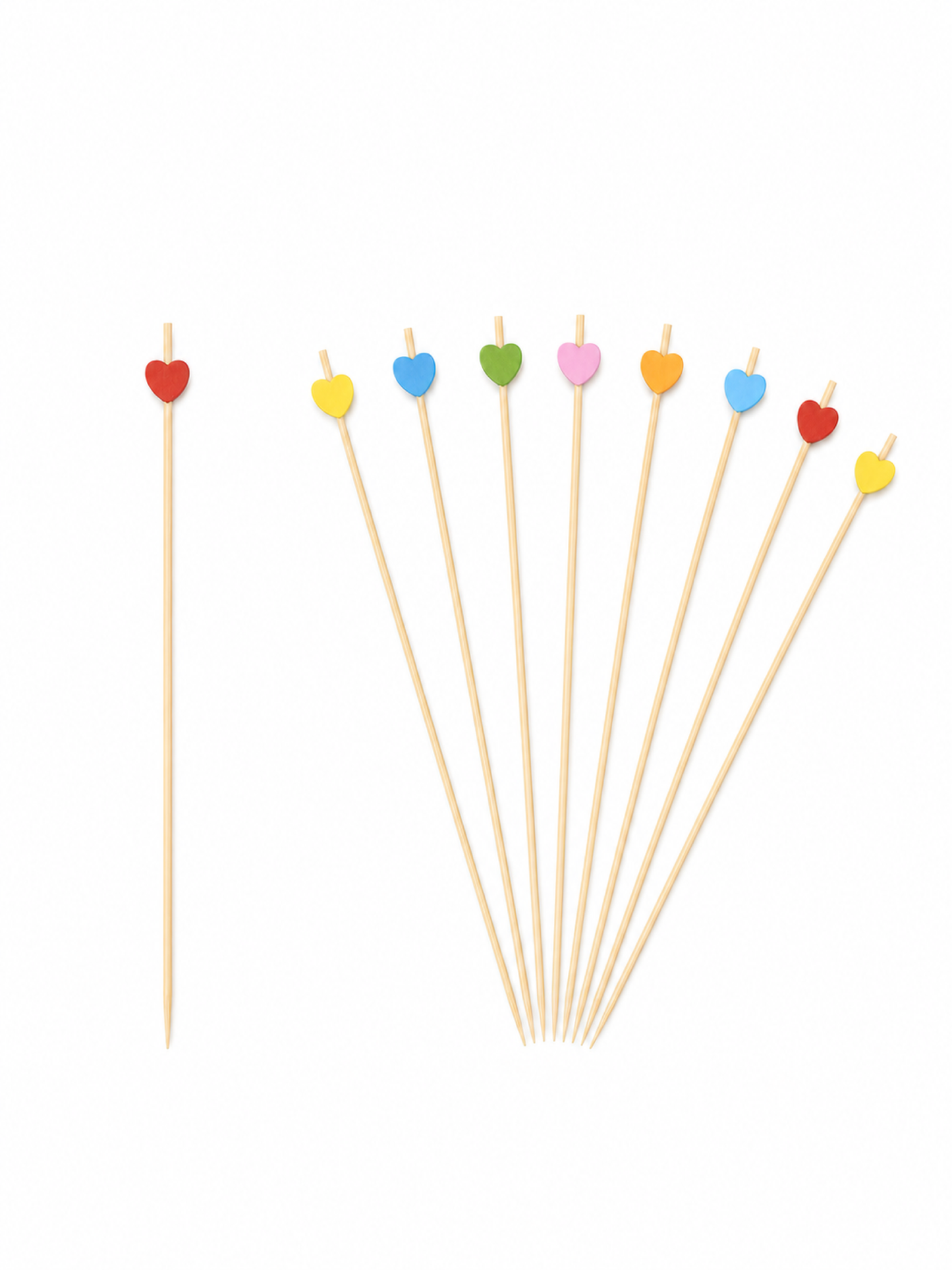 Assorted Heart Bamboo Picks, 100 Count — White background hero (1 of 8)