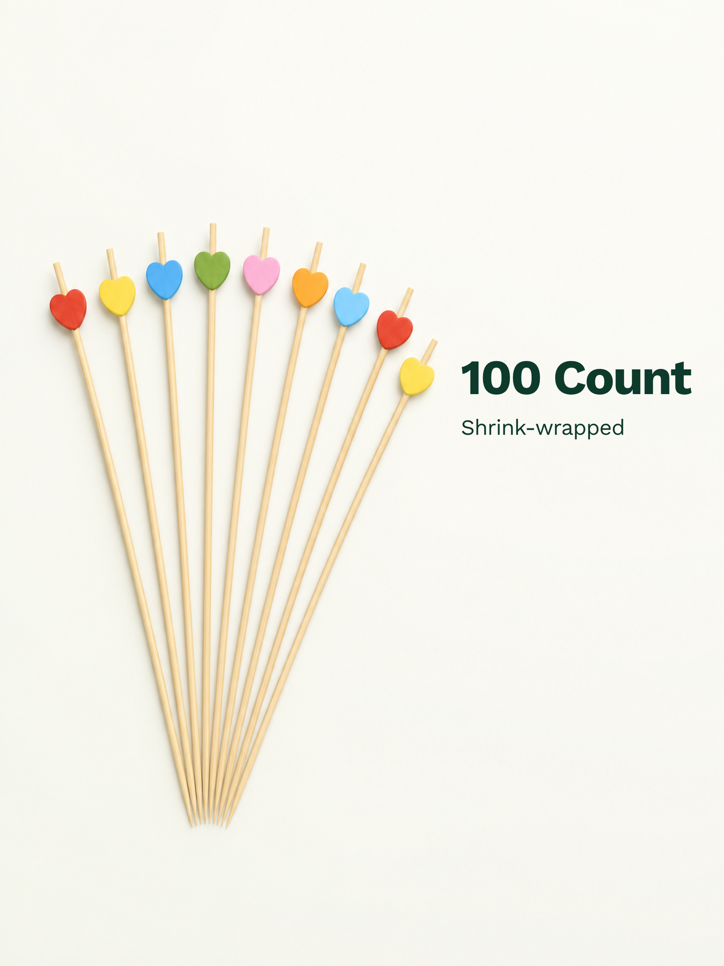 Assorted Heart Bamboo Picks, 100 Count — Pack facts (8 of 8)