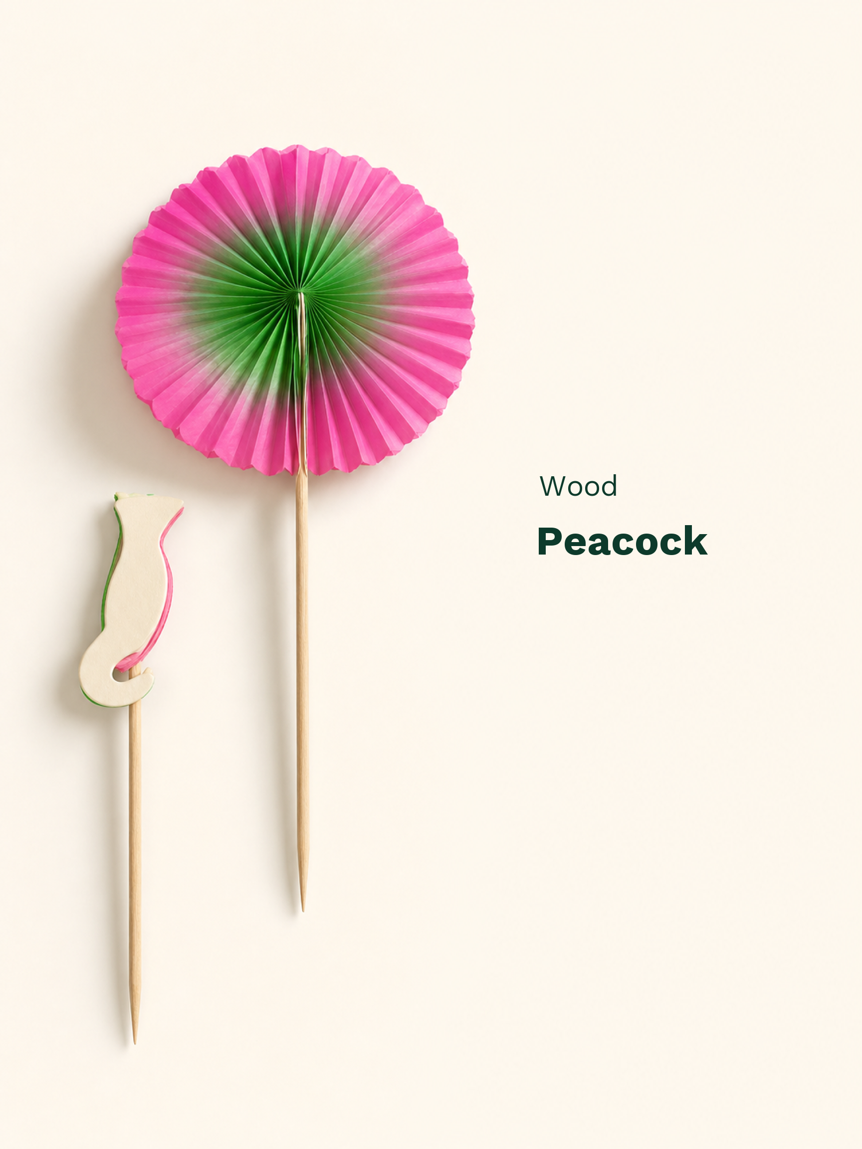 Peacock Fan Wood Picks, 100 Count — Material and pattern information (6 of 8)